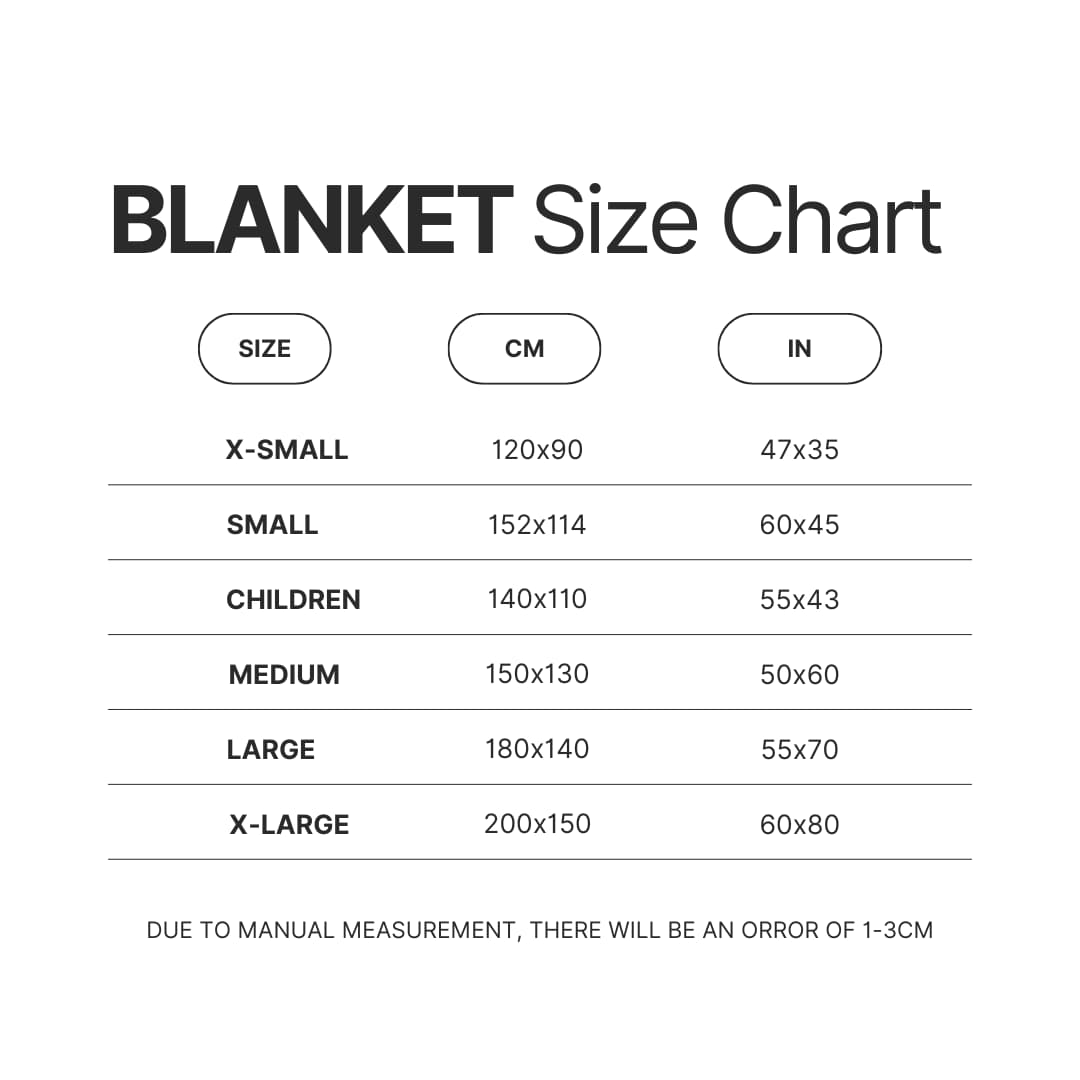 Blanket Size Chart - Apothecary Diaries Store